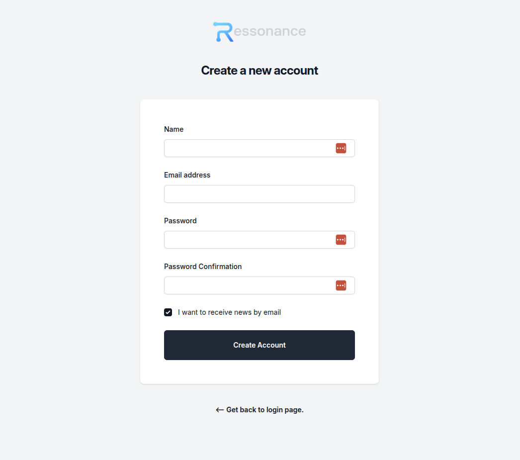 Create account form